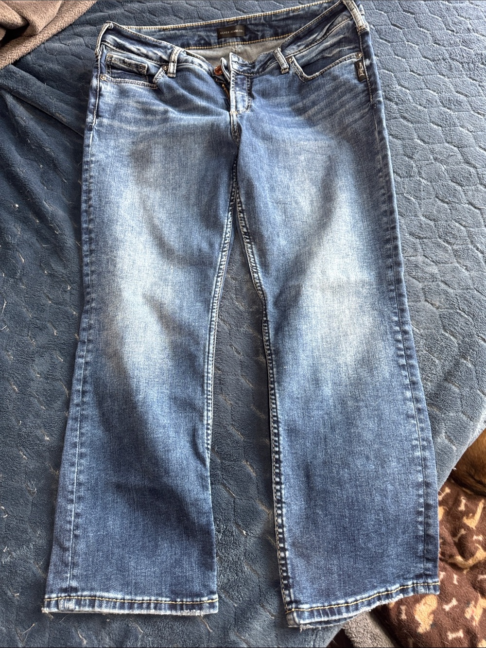 Silver Jeans Women's Faded Blue Ankle Bootcut Jeans